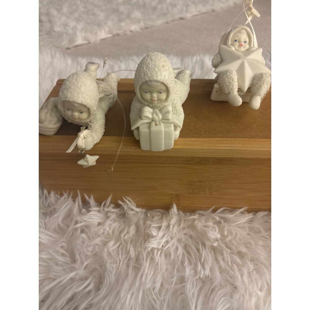 Department 56 Snowbabies Set of 3 Figurines Bisque Porcelain Ornaments Hanging